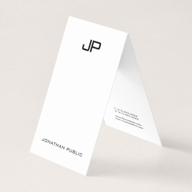 Carte De Visite Dessus simple élégant de monogramme moderne (Devant)