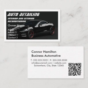 Carte De Visite Détail automatique Automotive Wash noir code qr