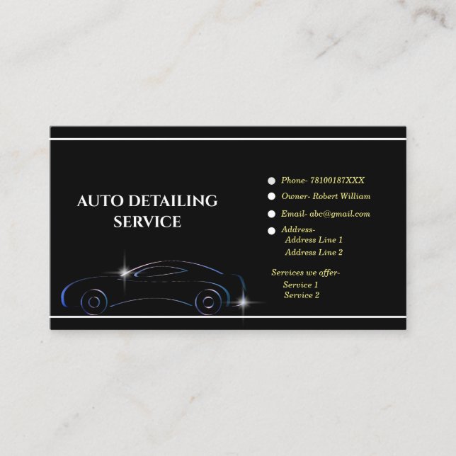 Carte De Visite Détail automatique nettoyage de la voiture (Devant)