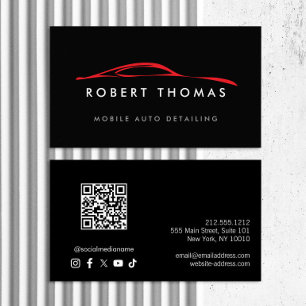 Carte De Visite Détail automatique noir et rouge, réparation autom
