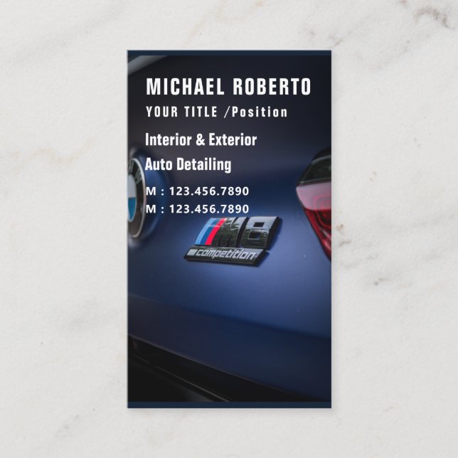 Carte De Visite Détail automatique Professionnel Lavage de voiture (Devant)