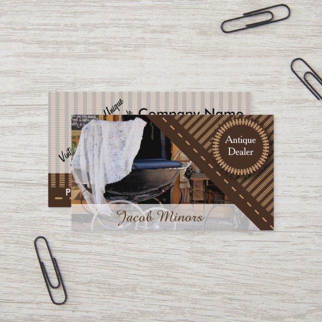 Carte De Visite Détaillant d'antiquités / Magasin (Devant/Arrière en situation)