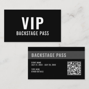 Carte De Visite Détails de l'événement du code QR du Pass VIP Back