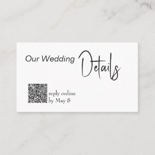 Carte De Visite Détails de notre mariage RSVP Budget de mariage Co
