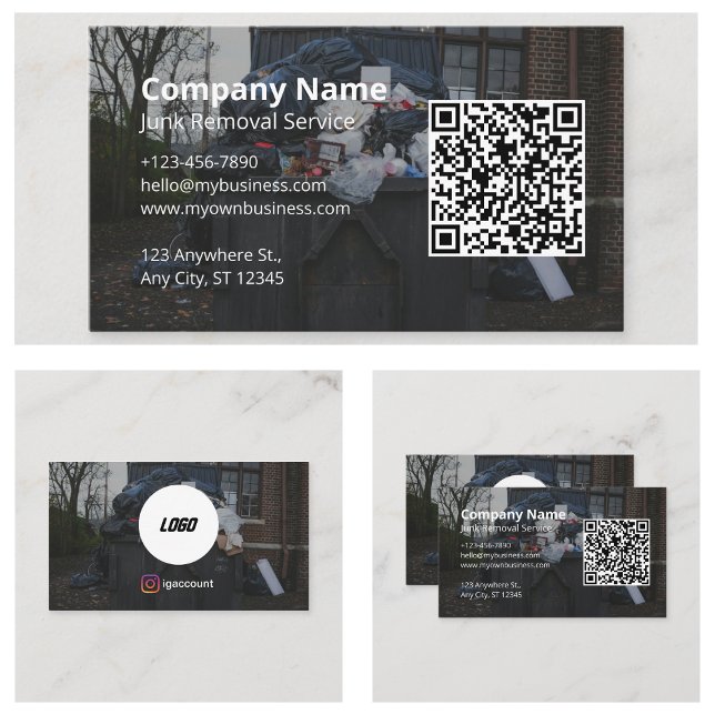 Carte De Visite Détails du service de suppression de junk Logo Cod (Junk Removal Service Details Logo QR Code Business Card
)