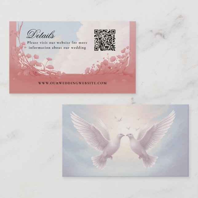 Carte De Visite Détails QR Code colombes site d'amour (Devant / Derrière)