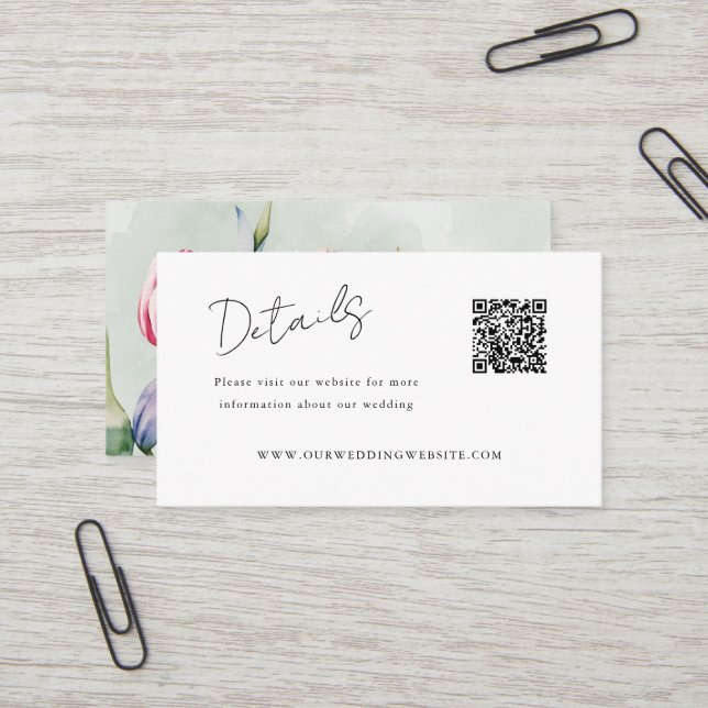 Carte De Visite Détails QR Code tulipes site de printemps (Devant/Arrière en situation)
