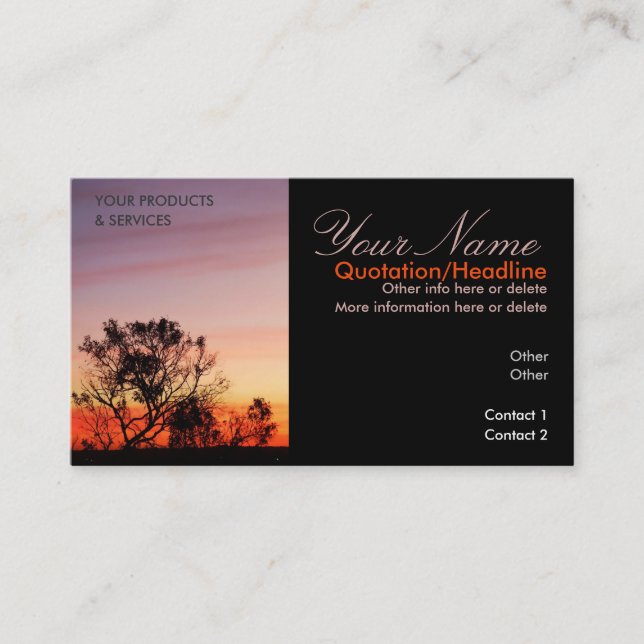 Carte de visite d'étanches Gully Sunset (Devant)