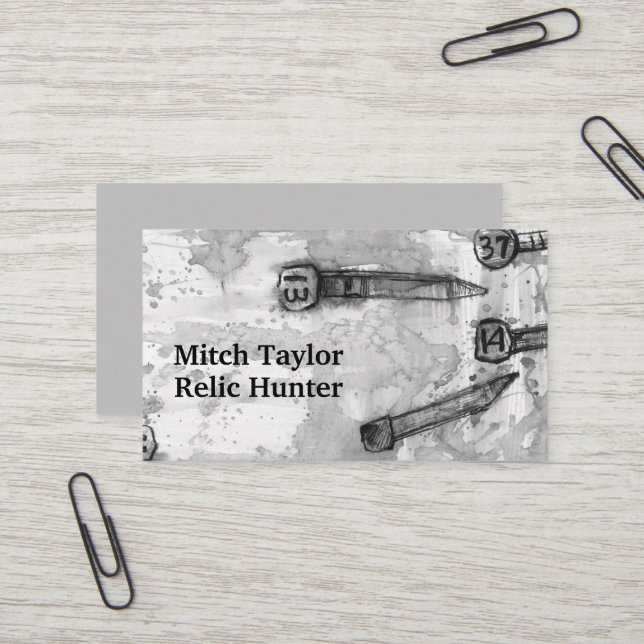Carte De Visite Détection du métal Carré de relique Nails Date (Devant/Arrière en situation)