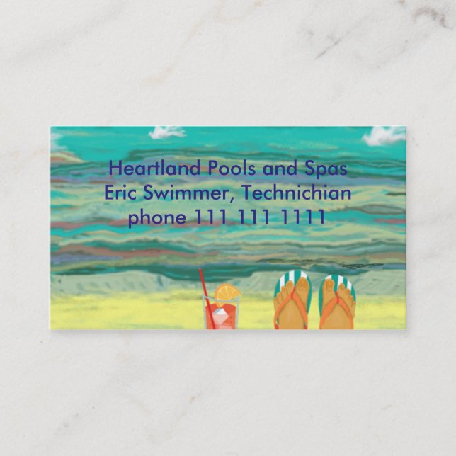 Carte De Visite Détendant à la plage, personnalisable (Devant)