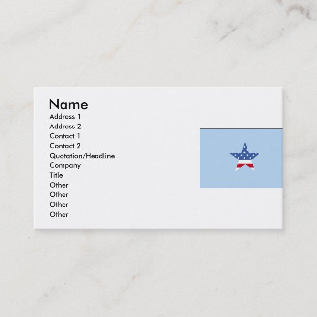 Carte de visite d'étoile patriotique (Devant)