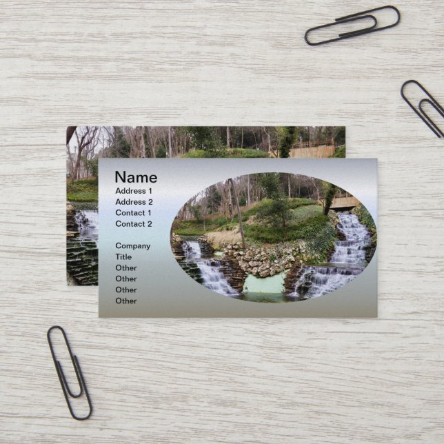 Carte De Visite Deux Cascades Au-Dessus De Rochers Courtes (Devant/Arrière en situation)