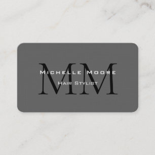 Carte De Visite Deux côtés Monogramme noir gris calligraphie lin