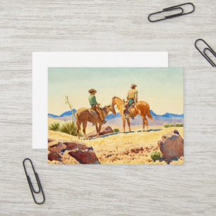 Carte De Visite Deux cowboys à cheval par Maynard Dixon