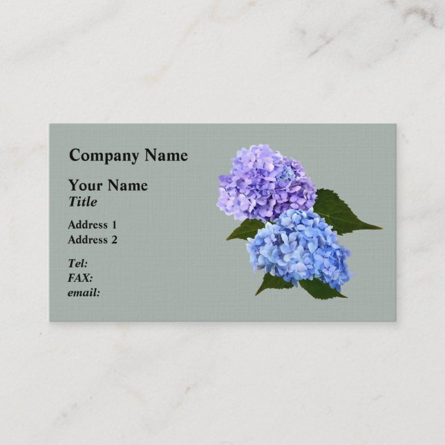 Carte De Visite Deux Hydrangea Lavender et Blue (Devant)