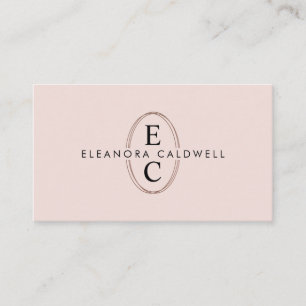 Carte De Visite Deux initiales Monogramme Rose Gold Logo Blush Pin