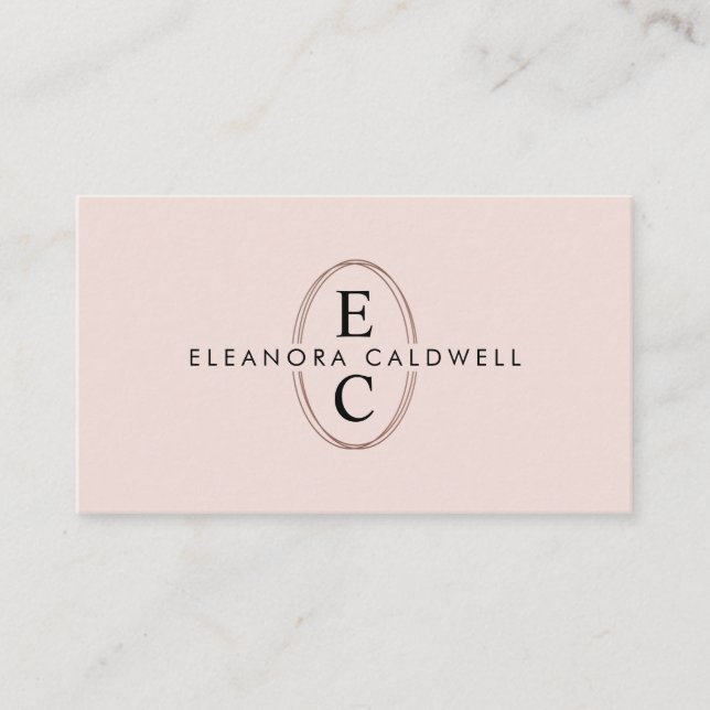 Carte De Visite Deux initiales Monogramme Rose Gold Logo Blush Pin (Devant)