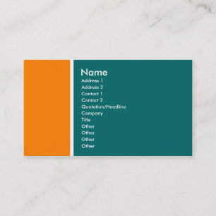 Carte De Visite Deux tons (orange et vert Turquoise)
