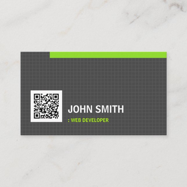 Carte De Visite Développeur Web - Code QR de grille de simplicité (Devant)
