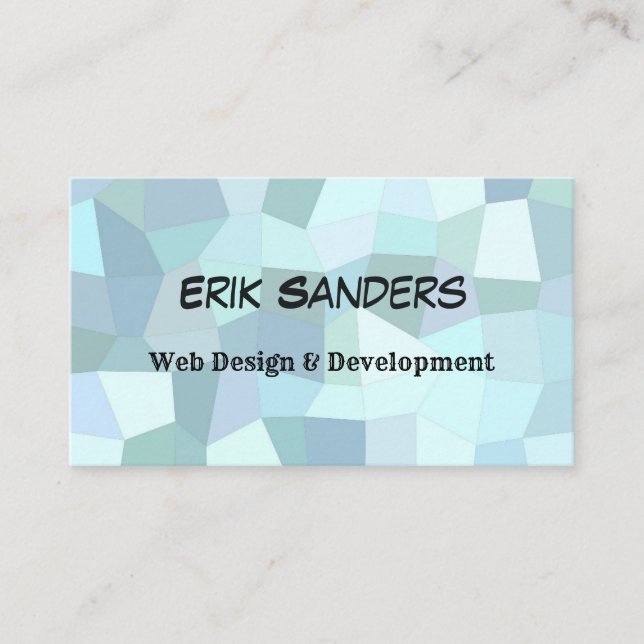Carte De Visite Développeur Web élégant en mosaïque bleue personna (Devant)