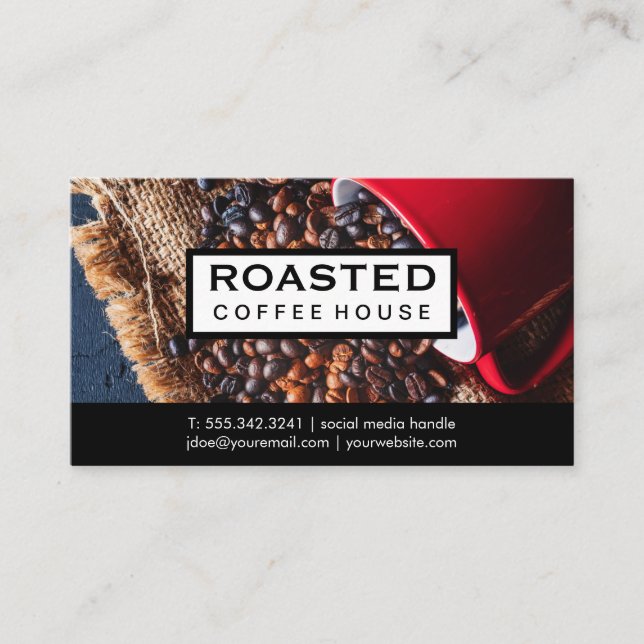 Carte De Visite Déversement de fèves de café | Musique (Devant)