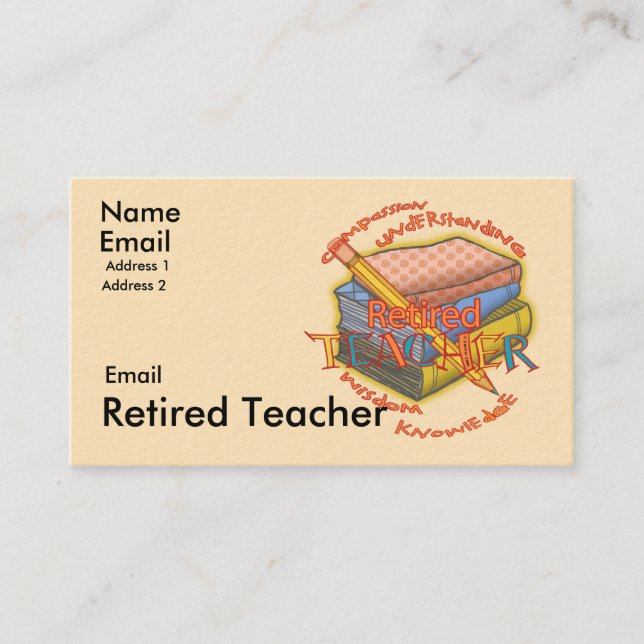 Carte De Visite Devise de l'enseignant à la retraite (Devant)
