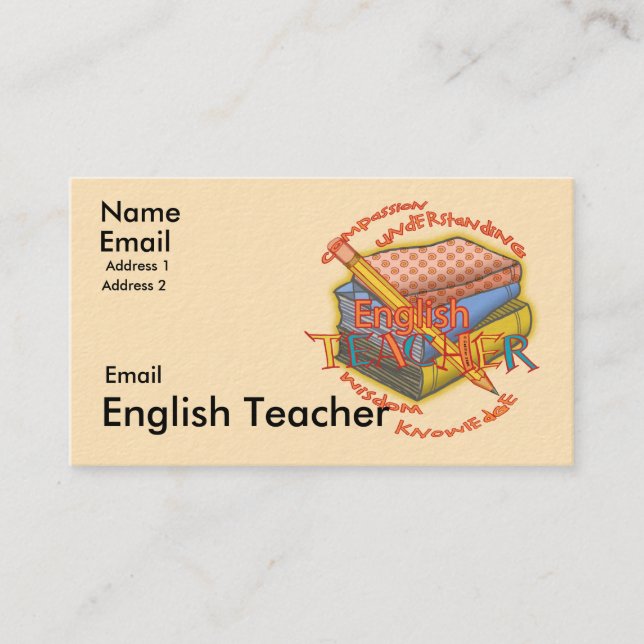 Carte De Visite Devise de professeur d'anglais (Devant)