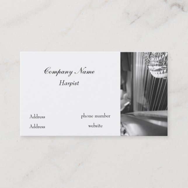 Carte de visite d'harpe noir et blanc (Devant)