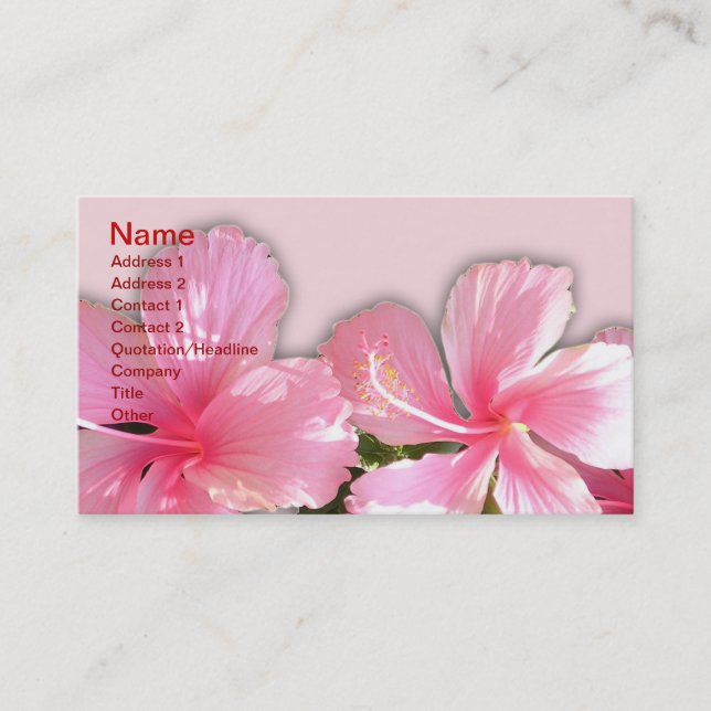 Carte de visite d'hibiscus rose et blanc hawaïen (Devant)