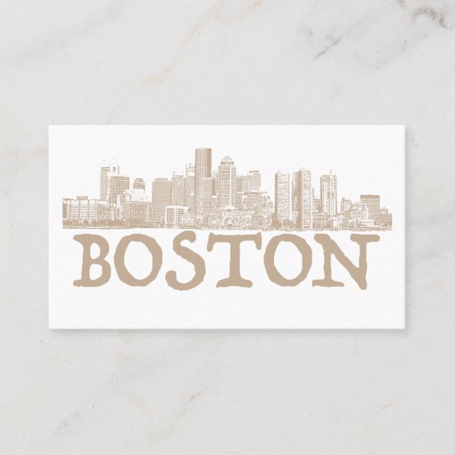 Carte de visite d'horizon de ville de Boston (Devant)
