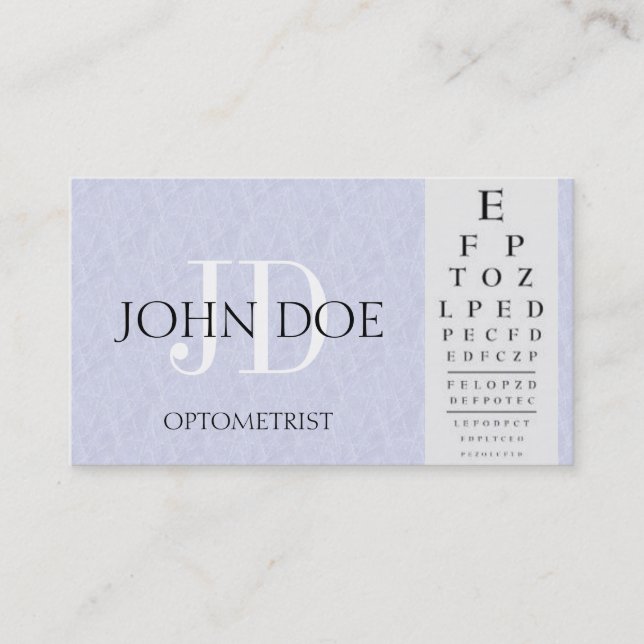 Carte De Visite Diagramme d'optométriste bleu-clair (Devant)