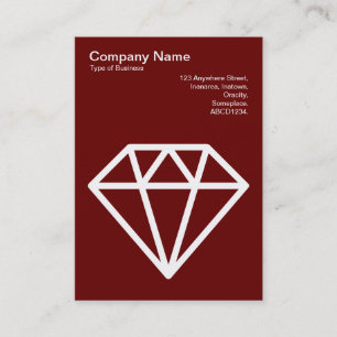 Carte De Visite Diamant - Blanc sur Rouge rubis