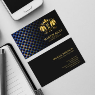 Carte De Visite Diamant bleu Motif Angel Crest   Noir luxueux