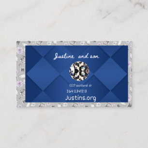 Carte De Visite diamant bleu turquoise et argent