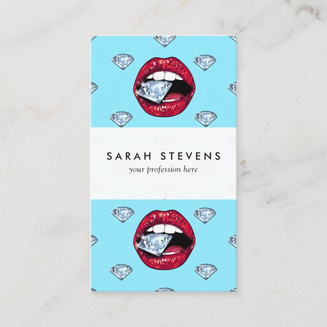 Carte De Visite Diamant chic de lèvres Girly (Devant)