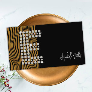 Carte De Visite Diamant d'or noir initial E Monogramme des médias 