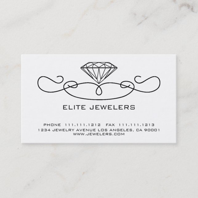 CARTE DE VISITE DIAMANT ÉLÉGANT DE BIJOUTIERS (Devant)