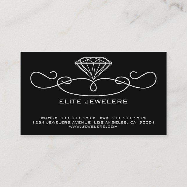 CARTE DE VISITE DIAMANT ÉLÉGANT DE BIJOUTIERS (Devant)