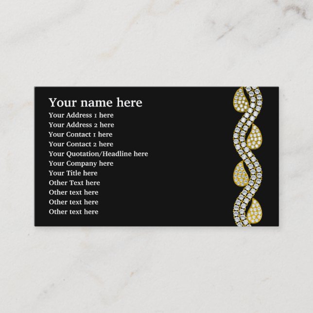 Carte De Visite Diamant et or cachemire motif noir (Devant)