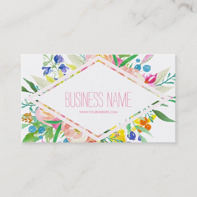 Carte De Visite Diamant floral d'aquarelle (Devant)