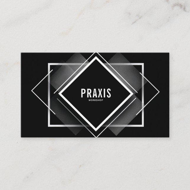 Carte De Visite Diamant géométrique moderne noir et blanc (Devant)