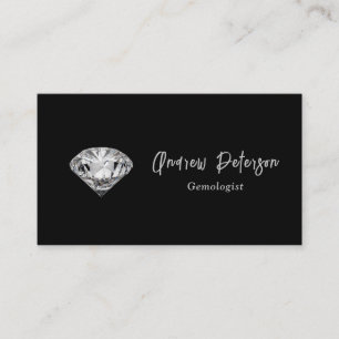 Carte De Visite Diamant sur arrière - plan noir avec script argent