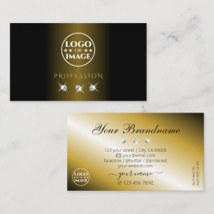 Carte De Visite Diamants brillants d'or noir luxueux avec logo