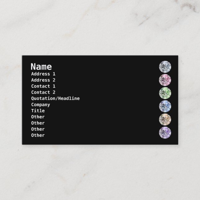 Carte De Visite Diamants colorés-Noir (Devant)