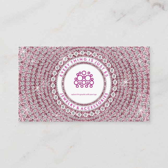 Carte De Visite Diamants de bijoux rose (Devant)
