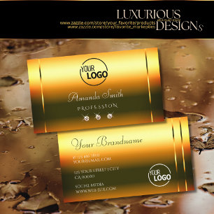 Carte De Visite Diamants de luxe Sunset Orange Gradient avec logo