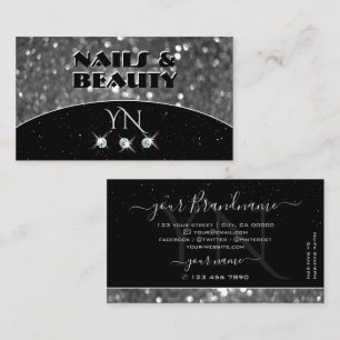 Carte De Visite Diamants de Parties scintillant à étincelles noir 