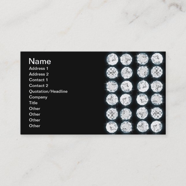 Carte De Visite Diamants élégants de Faux d'affaires (Devant)