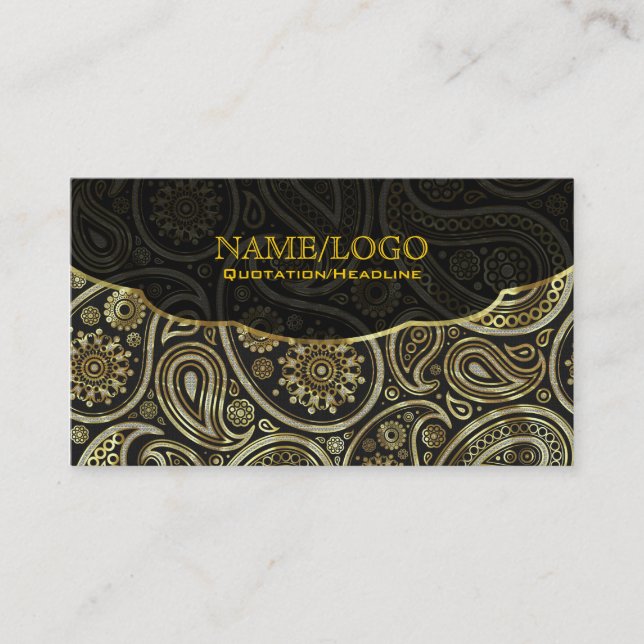 Carte De Visite Diamants et or Retro Motif Paisley (Devant)