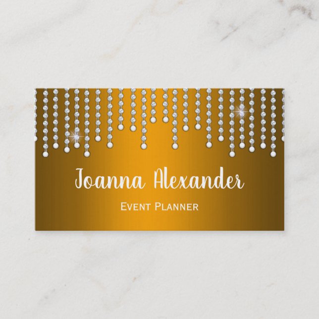 Carte De Visite Diamants et Perles de Luxe Or (Devant)